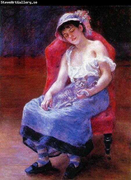 Pierre-Auguste Renoir Sleeping Girl with a Cat